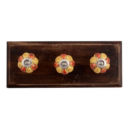 Red Berry Ceramic Wooden Hooks